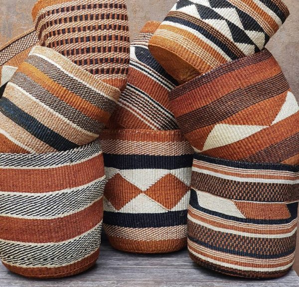Geometric Earthy Fine Weave Sisal Baskets